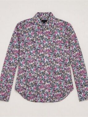 Grand Frank Stockholm Multi Floral Rose Print Dress Shirt Mens Size 15.5 Slim